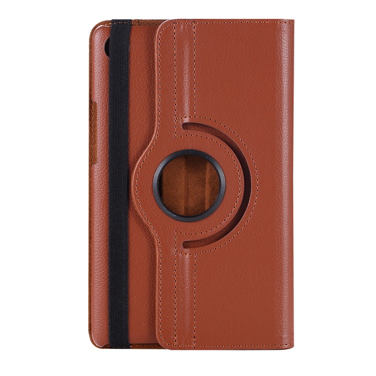 Litchi Skin Leather Cover Shell Case with Rotating Stand for Huawei MediaPad M5 8 - Brown-1