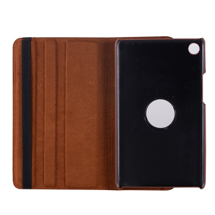 Litchi Skin Leather Cover Shell Case with Rotating Stand for Huawei MediaPad M5 8 - Brown-3