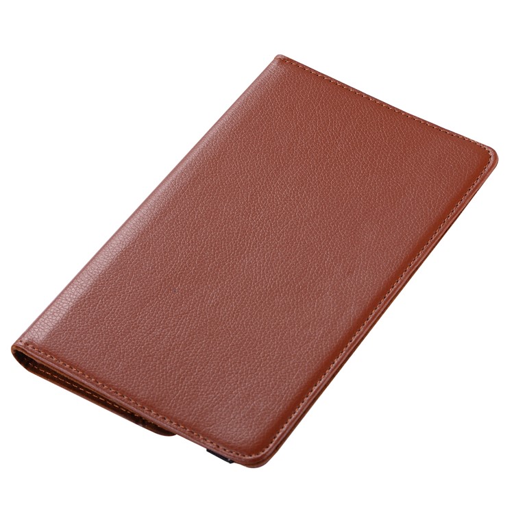 Litchi Skin Leather Cover Shell Case with Rotating Stand for Huawei MediaPad M5 8 - Brown-5