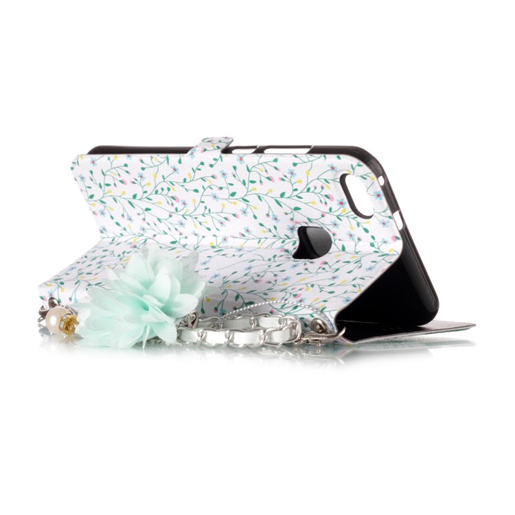 Flower Pattern Stand Leather Card Holder Shell + Metal Chain for Huawei P10 Lite - Branches Pattern-4