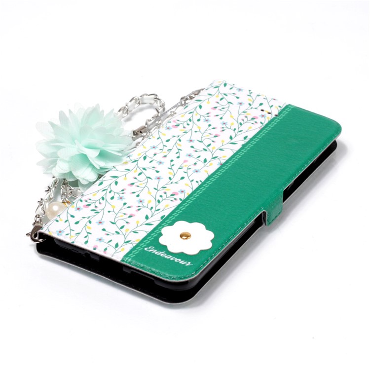 Flower Pattern Stand Leather Card Holder Shell + Metal Chain for Huawei P10 Lite - Branches Pattern-5