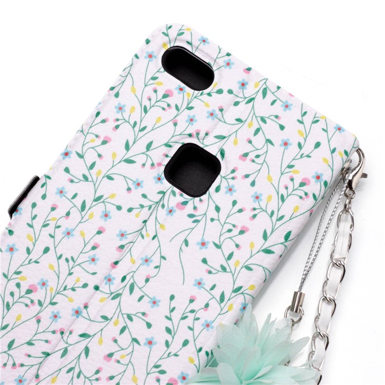 Flower Pattern Stand Leather Card Holder Shell + Metal Chain for Huawei P10 Lite - Branches Pattern-6
