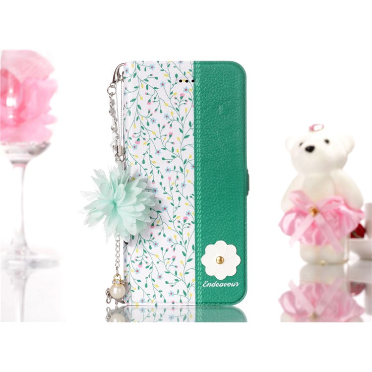 Flower Pattern Stand Leather Card Holder Shell + Metal Chain for Huawei P10 Lite - Branches Pattern-7