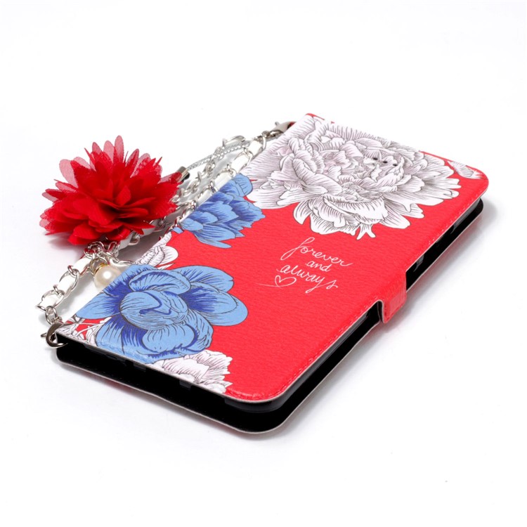 Flower Pattern Card Holder Leather Mobile Cover + Metal Chain for Huawei P10 Lite - Elegant Flowers-5