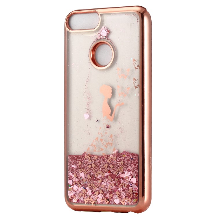 Liquid Glitter Powder Quicksand Electroplated TPU Case for Huawei P Smart/Enjoy 7S - Butterfly Girl-2
