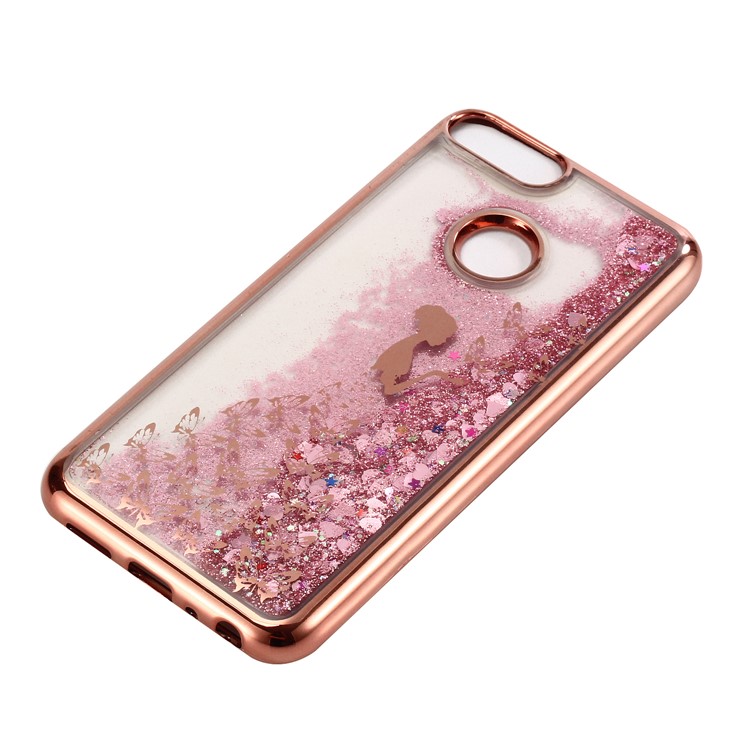 Liquid Glitter Powder Quicksand Electroplated TPU Case for Huawei P Smart/Enjoy 7S - Butterfly Girl-3