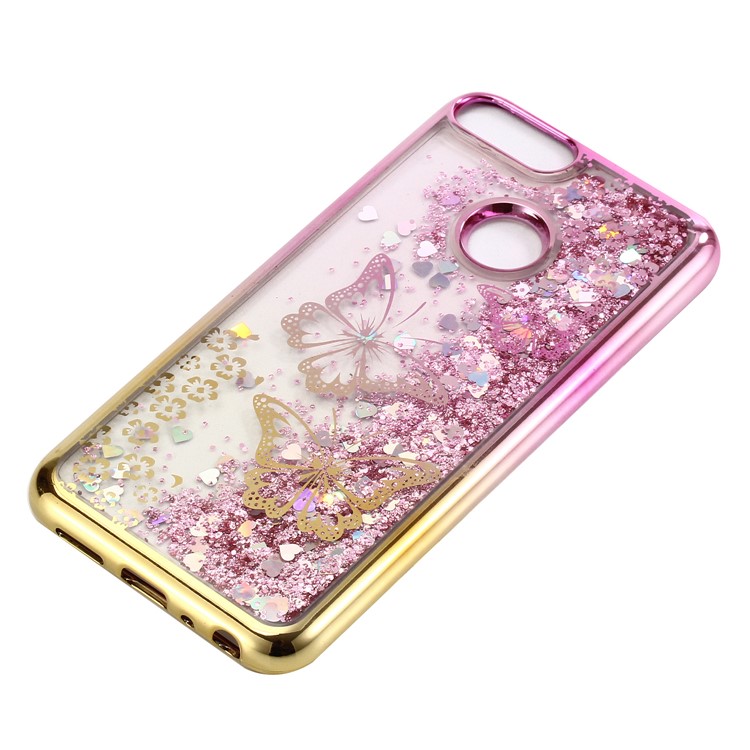 Liquid Glitter Powder Quicksand Electroplated TPU Casing for Huawei P Smart/Enjoy 7S - Butterflies-3