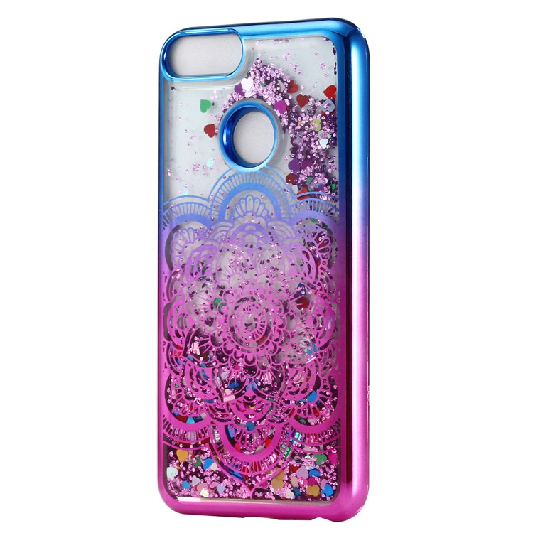 Liquid Glitter Powder Quicksand Electroplated TPU Mobile Phone Case for Huawei P Smart/Enjoy 7S - Mandala-1