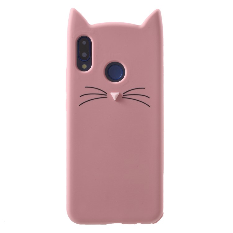 3D Mustache Cat Silicone Case for Huawei P20 Lite / Nova 3e - Pink-2