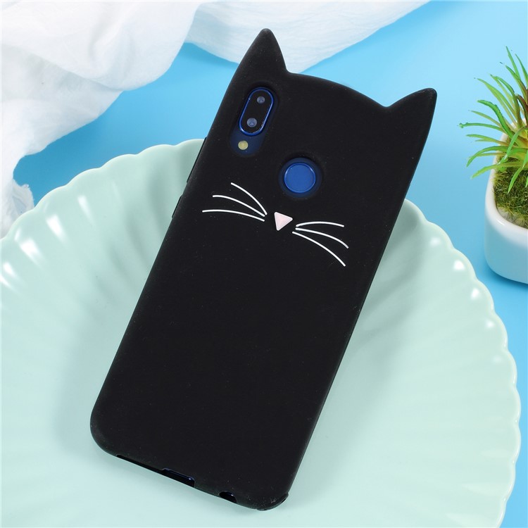 3D Mustache Cat Silicone Cover for Huawei P20 Lite / Nova 3e - Black-1