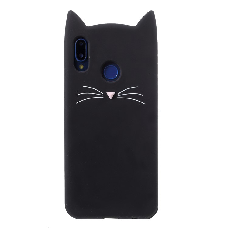 3D Mustache Cat Silicone Cover for Huawei P20 Lite / Nova 3e - Black-2