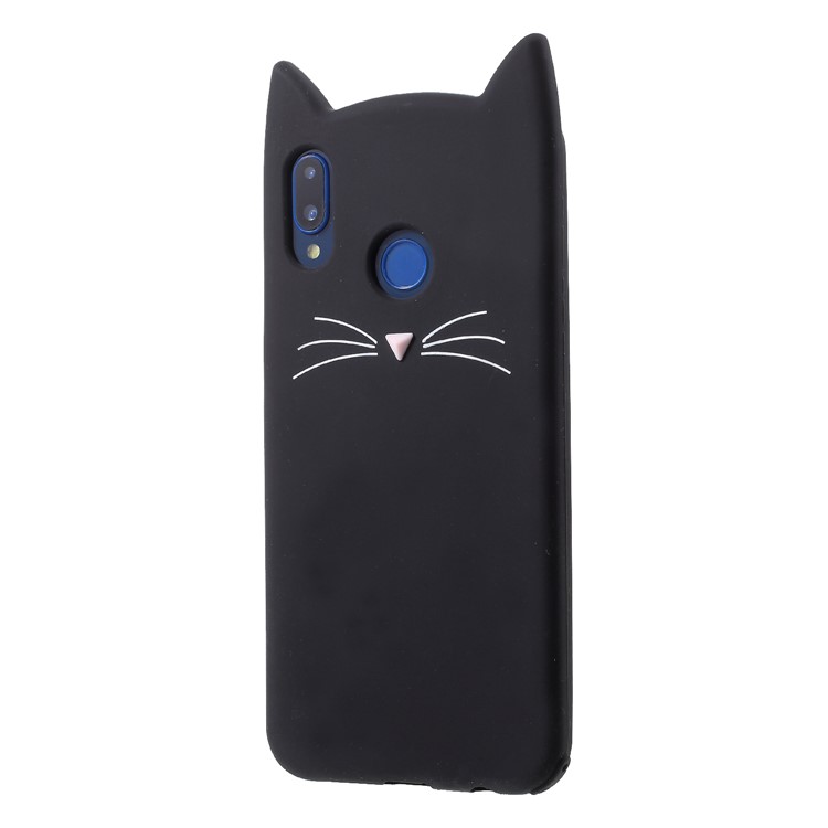 3D Mustache Cat Silicone Cover for Huawei P20 Lite / Nova 3e - Black-4