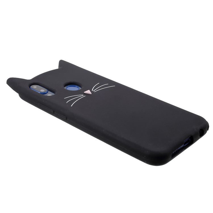 3D Mustache Cat Silicone Cover for Huawei P20 Lite / Nova 3e - Black-5