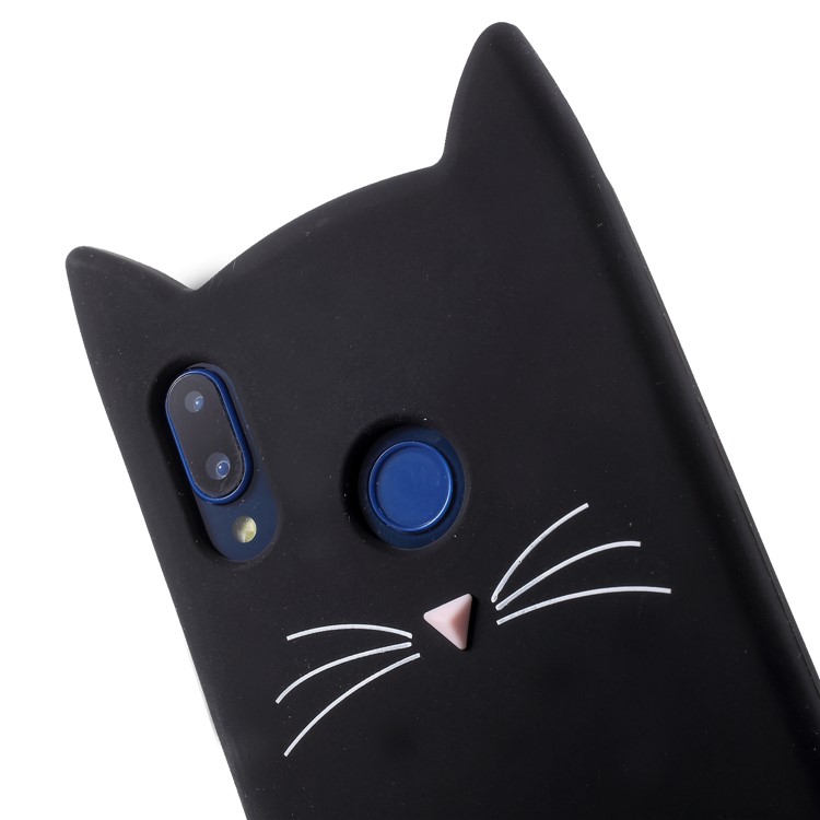 3D Mustache Cat Silicone Cover for Huawei P20 Lite / Nova 3e - Black-6