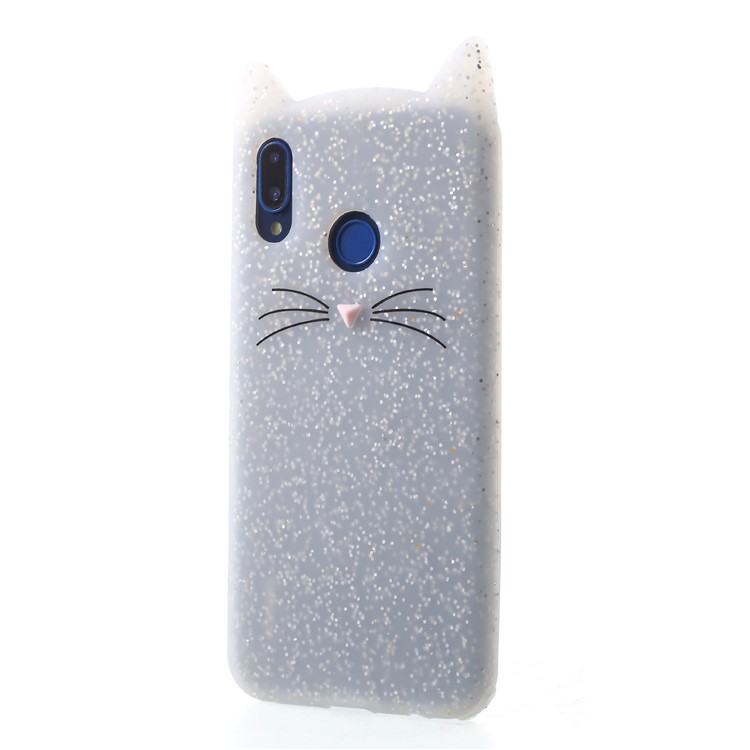 3D Mustache Cat Silicone Phone Case for Huawei P20 Lite / Nova 3e - White-4