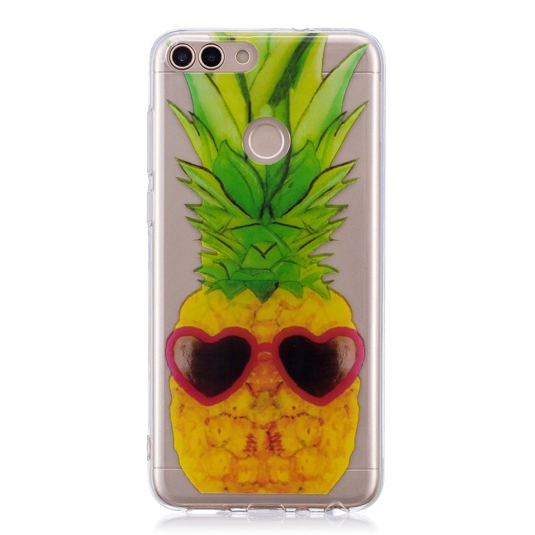 Pattern Printing IMD TPU Soft Phone Casing for Huawei P Smart / Enjoy 7S - Pineapple-1