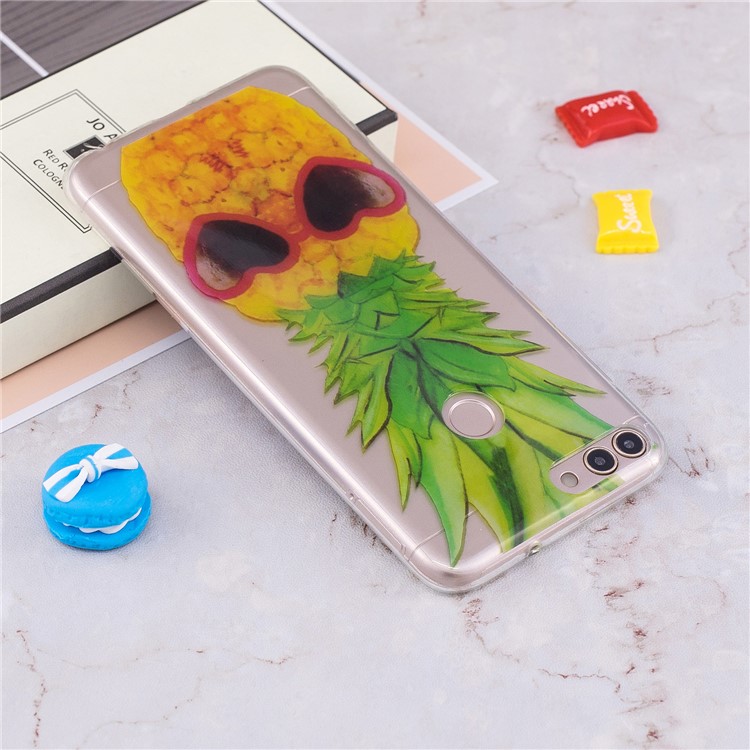 Pattern Printing IMD TPU Soft Phone Casing for Huawei P Smart / Enjoy 7S - Pineapple-5