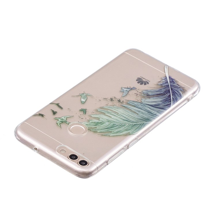Pattern Printing IMD TPU Soft Phone Case Cover for Huawei P Smart / Enjoy 7S - Feather-3