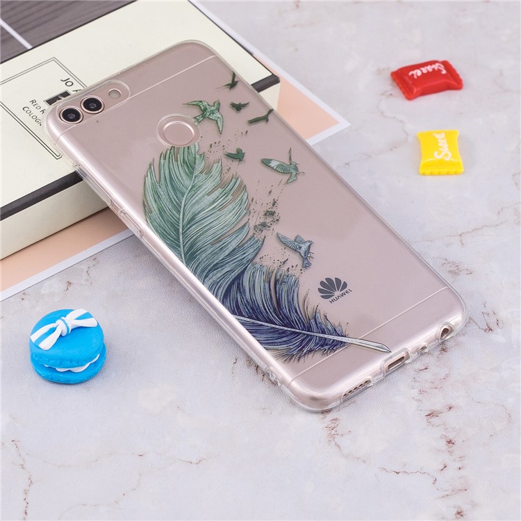 Pattern Printing IMD TPU Soft Phone Case Cover for Huawei P Smart / Enjoy 7S - Feather-4