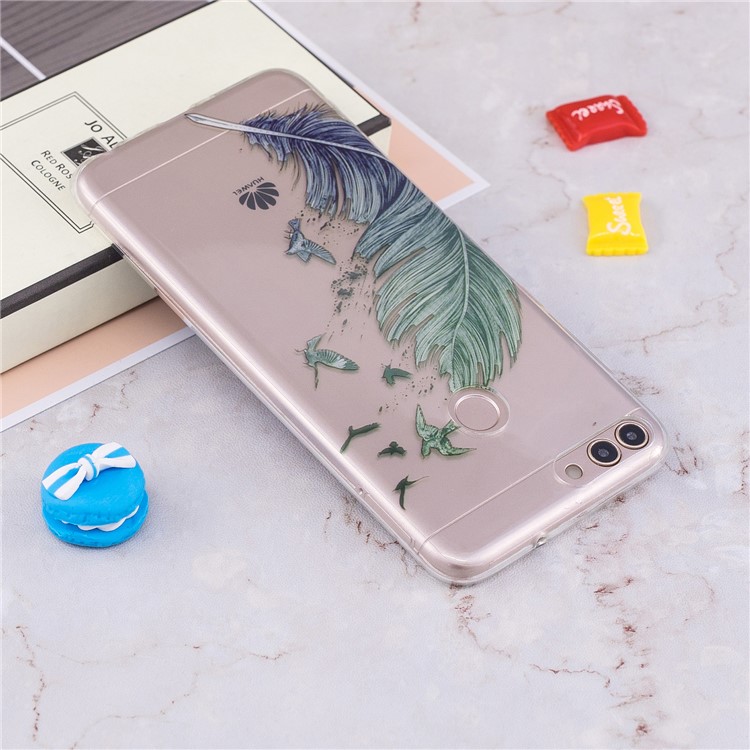 Pattern Printing IMD TPU Soft Phone Case Cover for Huawei P Smart / Enjoy 7S - Feather-5