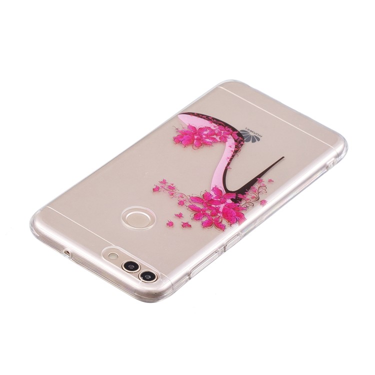 Pattern Printing IMD TPU Soft Phone Cover for Huawei P Smart / Enjoy 7S - Rose High Heel-3