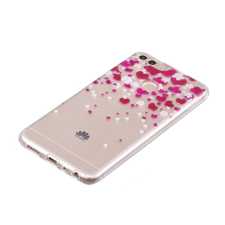 Pattern Printing IMD TPU Soft Phone Accessory Case for Huawei P Smart / Enjoy 7S - Rose Heart-2