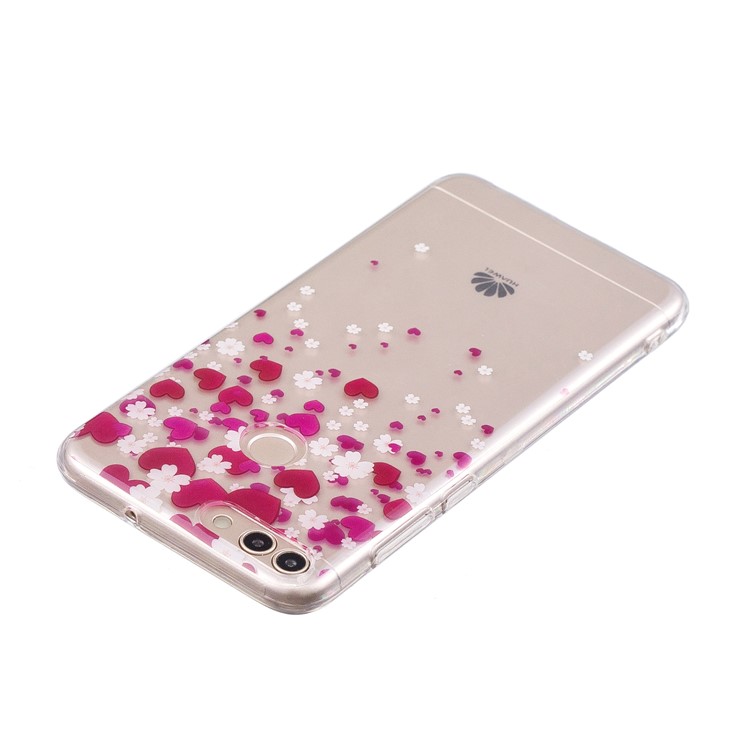 Pattern Printing IMD TPU Soft Phone Accessory Case for Huawei P Smart / Enjoy 7S - Rose Heart-3