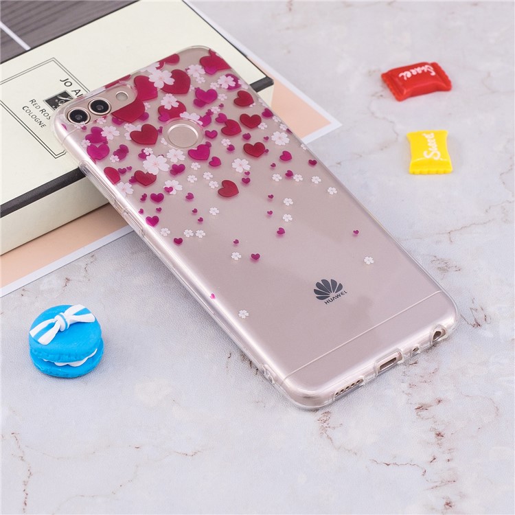 Pattern Printing IMD TPU Soft Phone Accessory Case for Huawei P Smart / Enjoy 7S - Rose Heart-4