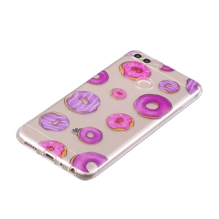Pattern Printing IMD TPU Soft Phone Accessory Cover for Huawei P Smart / Enjoy 7S - Doughnuts-2