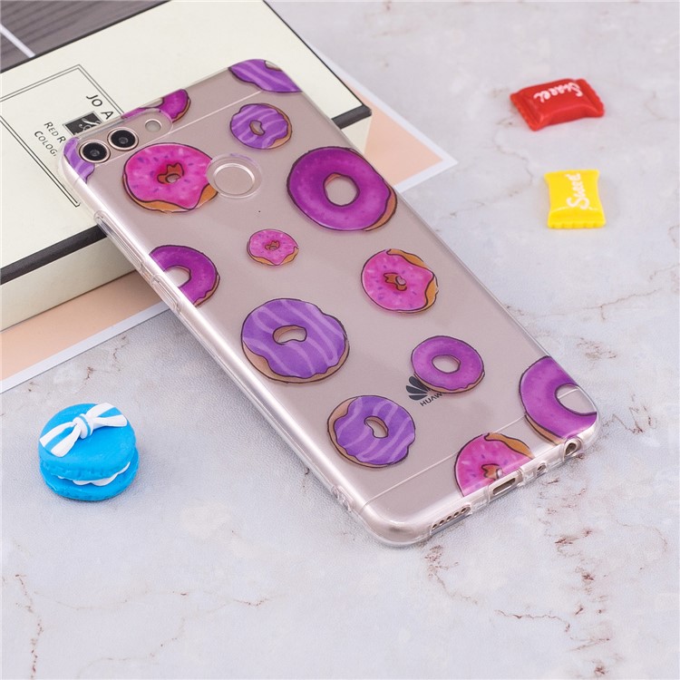 Pattern Printing IMD TPU Soft Phone Accessory Cover for Huawei P Smart / Enjoy 7S - Doughnuts-4