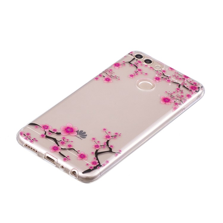 Pattern Printing IMD TPU Soft Phone Shell for Huawei P Smart / Enjoy 7S - Peach Blossom-2