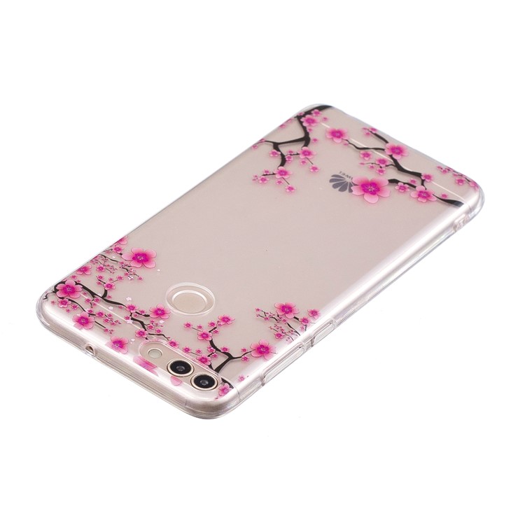 Pattern Printing IMD TPU Soft Phone Shell for Huawei P Smart / Enjoy 7S - Peach Blossom-3