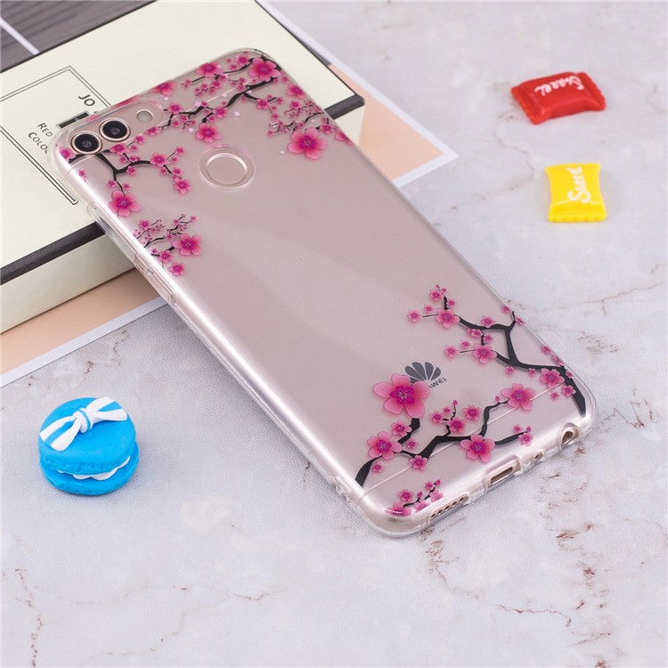 Pattern Printing IMD TPU Soft Phone Shell for Huawei P Smart / Enjoy 7S - Peach Blossom-4