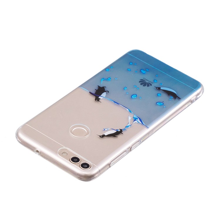 Impression De Modèle IMD TPU Coquille Molle Boîtier De Téléphone Pour Huawei P Smart / Profitez De 7S - Pingouin Nageant-3