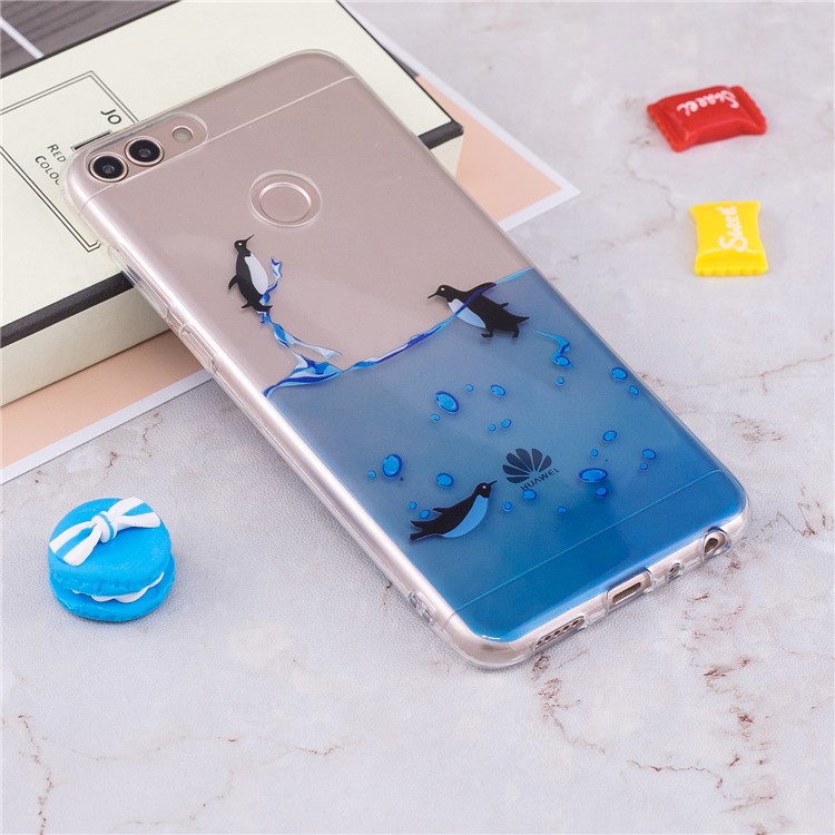 Impression De Modèle IMD TPU Coquille Molle Boîtier De Téléphone Pour Huawei P Smart / Profitez De 7S - Pingouin Nageant-4