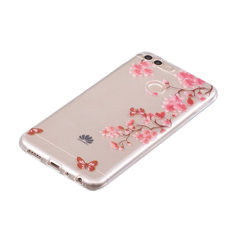 Pattern Printing IMD TPU Soft Phone Protection Case for Huawei P Smart / Enjoy 7S - Flower and Butterfly-2