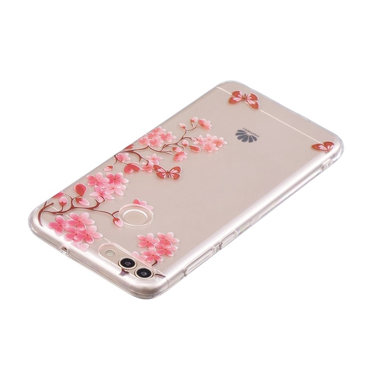 Pattern Printing IMD TPU Soft Phone Protection Case for Huawei P Smart / Enjoy 7S - Flower and Butterfly-3
