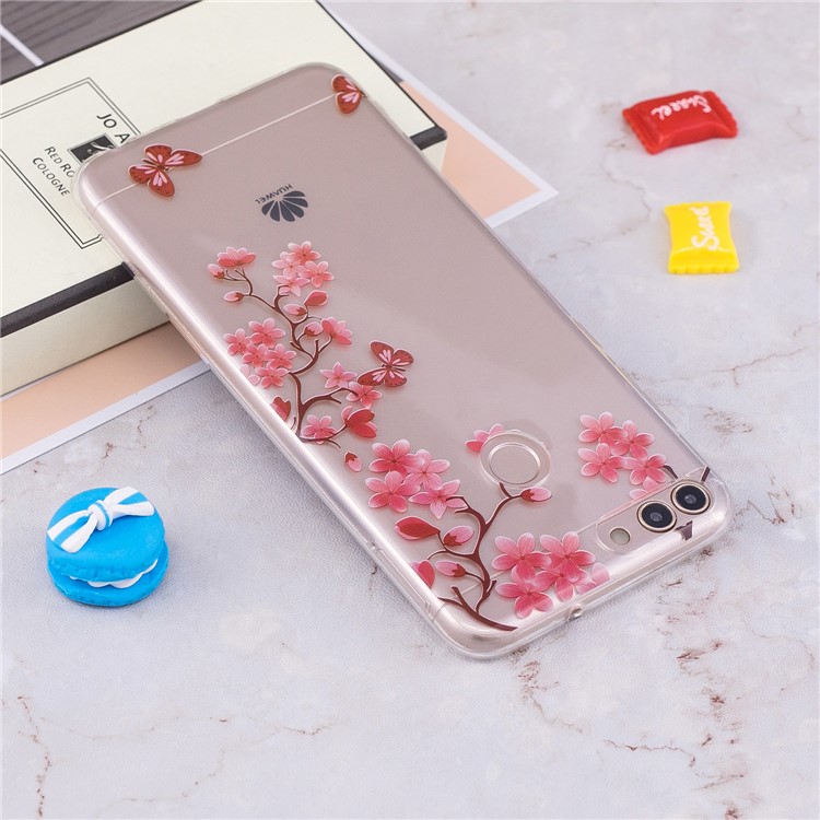 Pattern Printing IMD TPU Soft Phone Protection Case for Huawei P Smart / Enjoy 7S - Flower and Butterfly-5