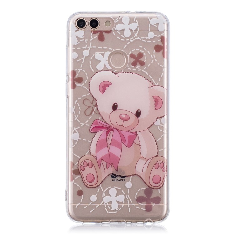 Pattern Printing IMD TPU Soft Phone Protection Cover for Huawei P Smart / Enjoy 7S - Cute Bear-1