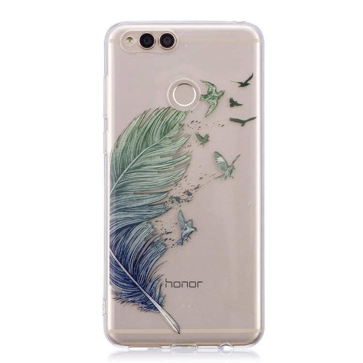 Pattern Printing IMD TPU Gel Case for Huawei Honor 7X - Feather Pattern-1