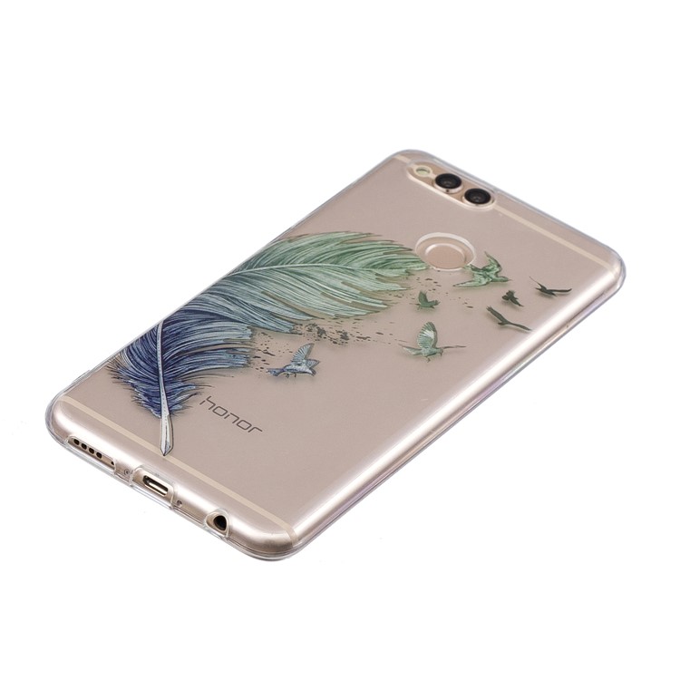 Pattern Printing IMD TPU Gel Case for Huawei Honor 7X - Feather Pattern-2