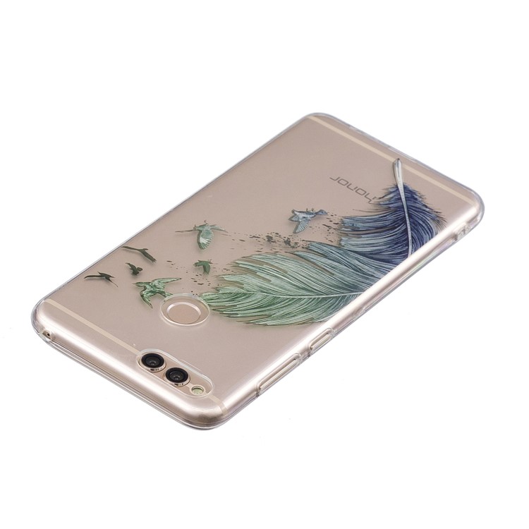 Pattern Printing IMD TPU Gel Case for Huawei Honor 7X - Feather Pattern-3