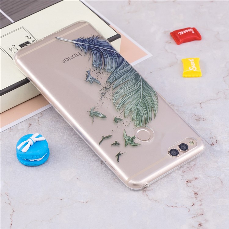 Pattern Printing IMD TPU Gel Case for Huawei Honor 7X - Feather Pattern-5