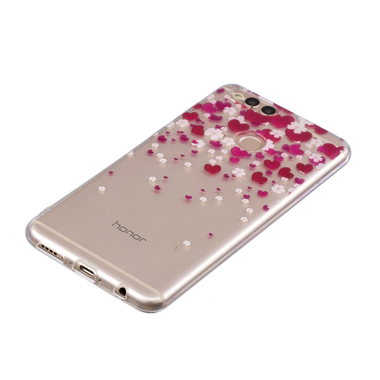 Pattern Printing IMD TPU Case Phone Cover for Huawei Honor 7X - Hearts and Flowers-2