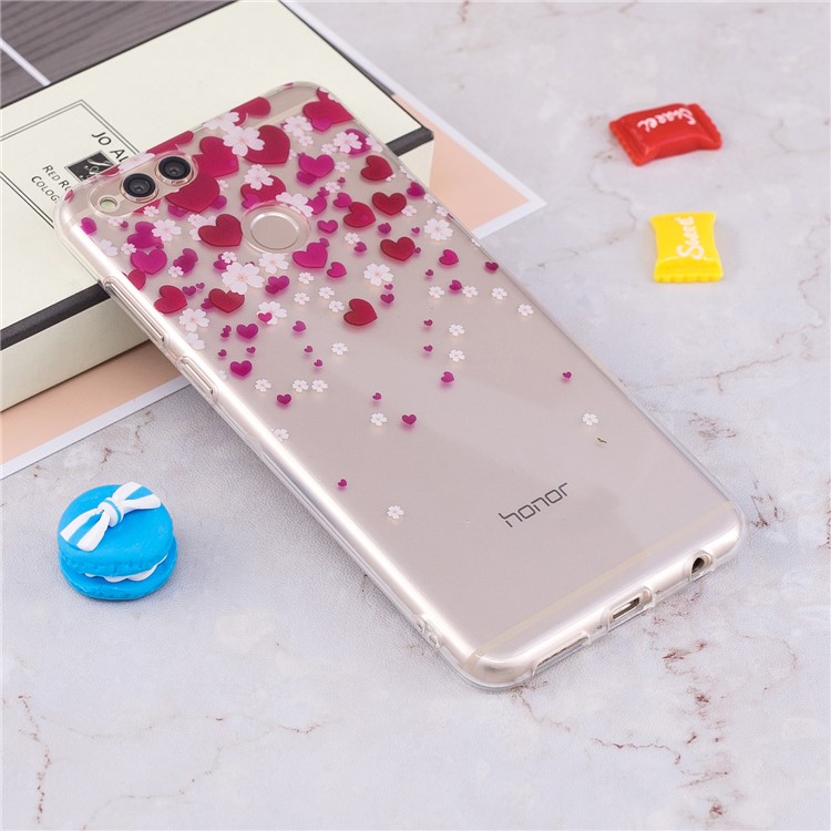 Pattern Printing IMD TPU Case Phone Cover for Huawei Honor 7X - Hearts and Flowers-4