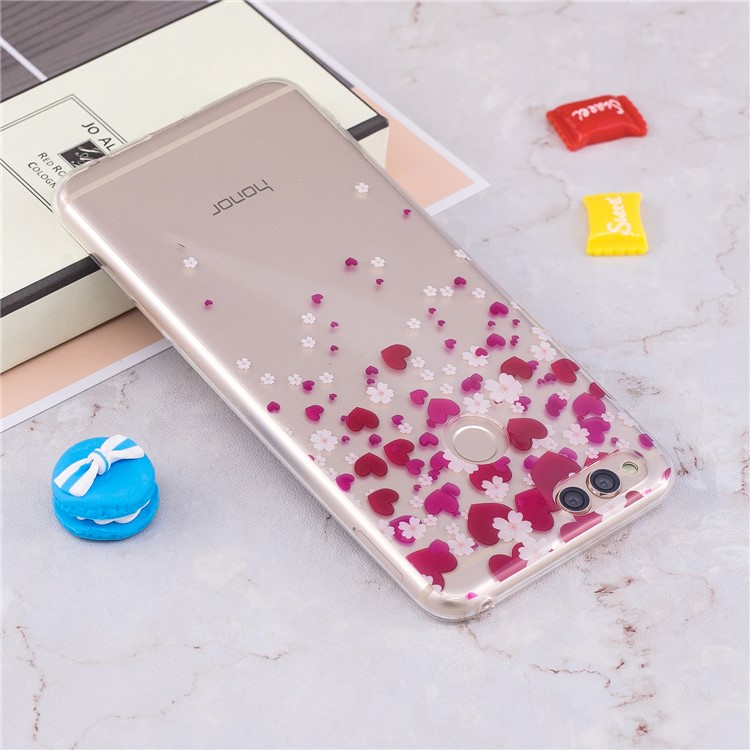 Pattern Printing IMD TPU Case Phone Cover for Huawei Honor 7X - Hearts and Flowers-5
