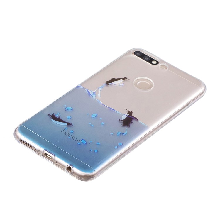 Pattern Printing IMD TPU Back Case for Huawei Honor 7C / Enjoy 8 /Y7 Prime (2018) - Lovely Penguin-2