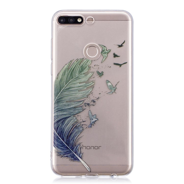 Pattern Printing IMD TPU Cell Phone Case for Huawei Honor 7C / Enjoy 8 /Y7 Prime (2018) - Feather Pattern-1