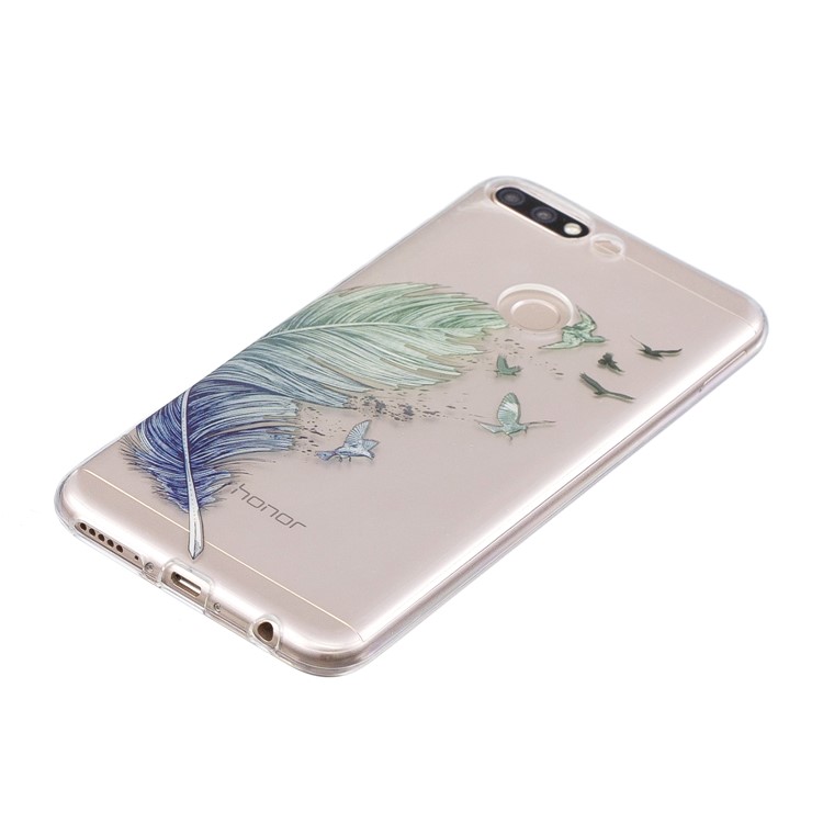 Pattern Printing IMD TPU Cell Phone Case for Huawei Honor 7C / Enjoy 8 /Y7 Prime (2018) - Feather Pattern-2