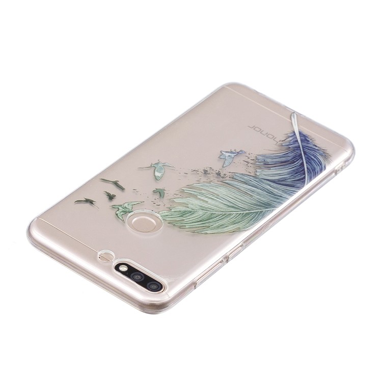 Pattern Printing IMD TPU Cell Phone Case for Huawei Honor 7C / Enjoy 8 /Y7 Prime (2018) - Feather Pattern-3
